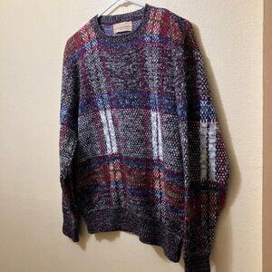 Vintage Loafers By Reed St James Multicolor Plaid Knit Grandpa Sweater Medium